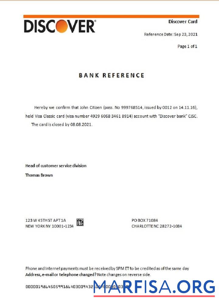 Realistic USA Discover closure reference real example